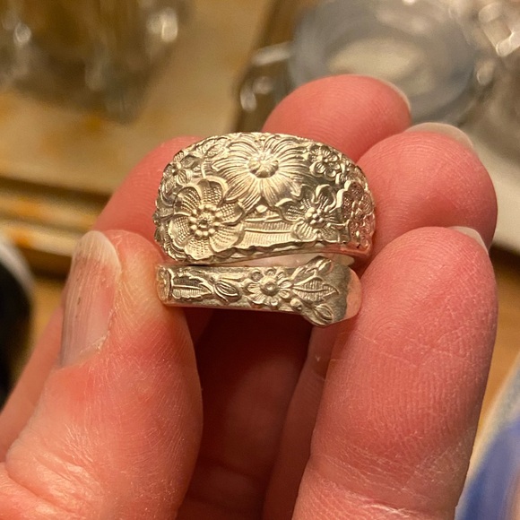 Vintage Alvin Sterling 1932 Bridal Bouquet Rose Silverware Ring - Picture 7 of 8